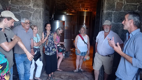 visita de enoturistas a Cuñas Davia en la ruta de viticultores con arte do Ribeiro